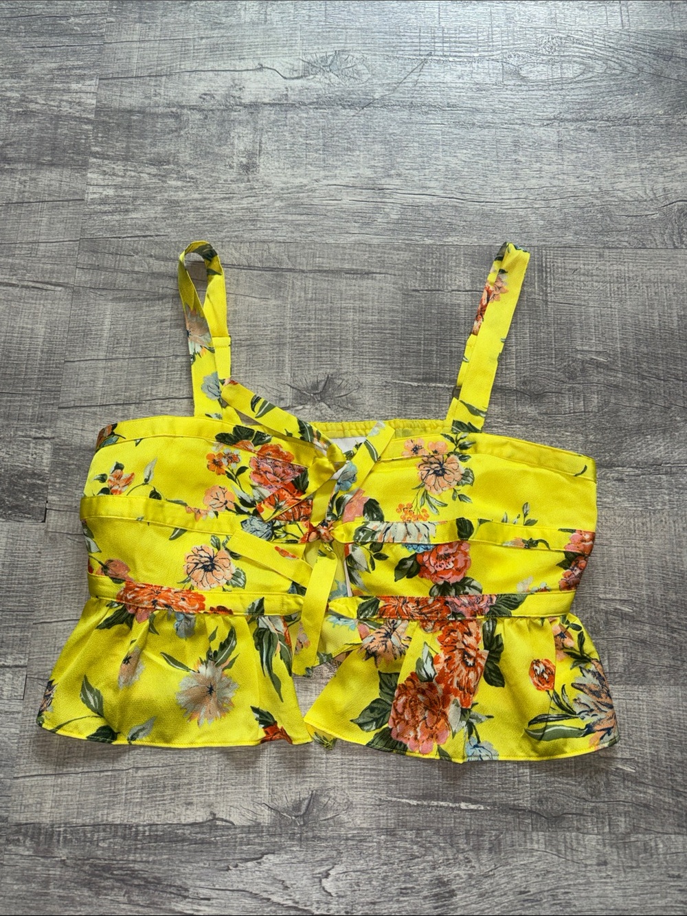 J.O.A. Yellow Floral Tie-Front Camisole